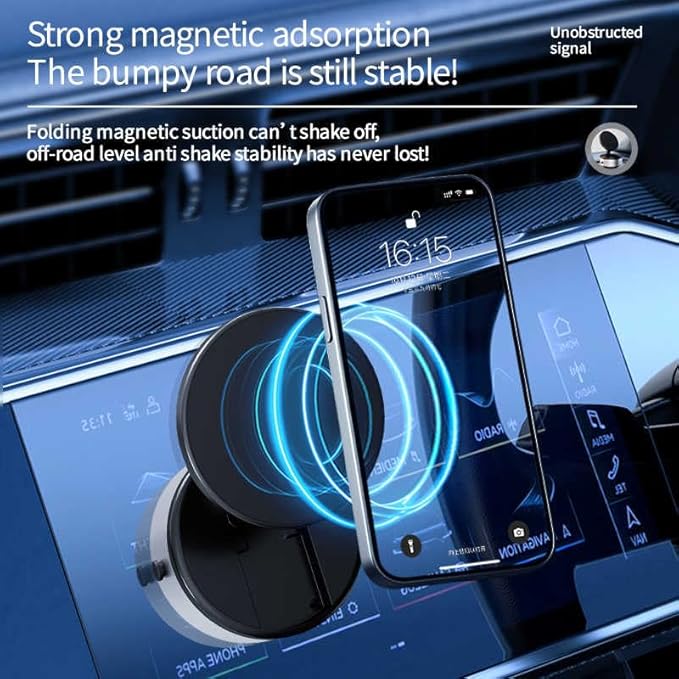 360° Mini Rotatable Magnetic Phone Holder with Vacuum Suction Cup for all smartphones