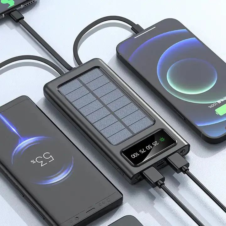 20,000mAh Solar Power Bank with Fast Charging & Built in Cable