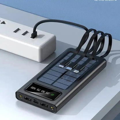 20,000mAh Solar Power Bank with Fast Charging & Built in Cable